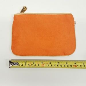 Hilary London Suede clutch makeup purse  ORANGE